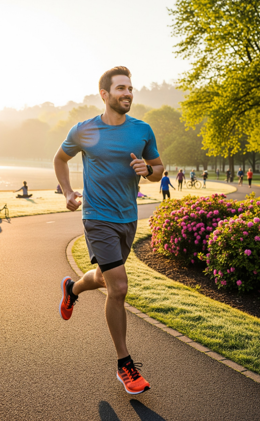 healthy fit man on a jog in a park