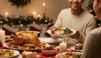 Family enjoying holiday feast